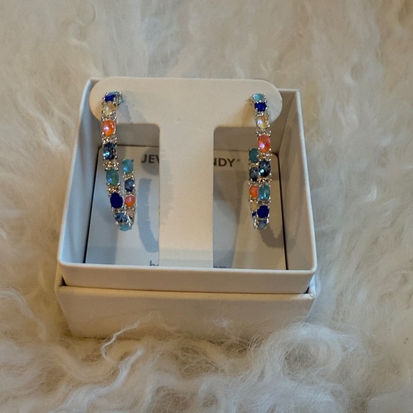 Colorful Gemstone Hoop Earrings - Picture 1 of 1